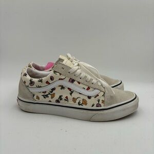 Vans Women’s 7.5 Cream Poppy Floral Lace Up Sneakers